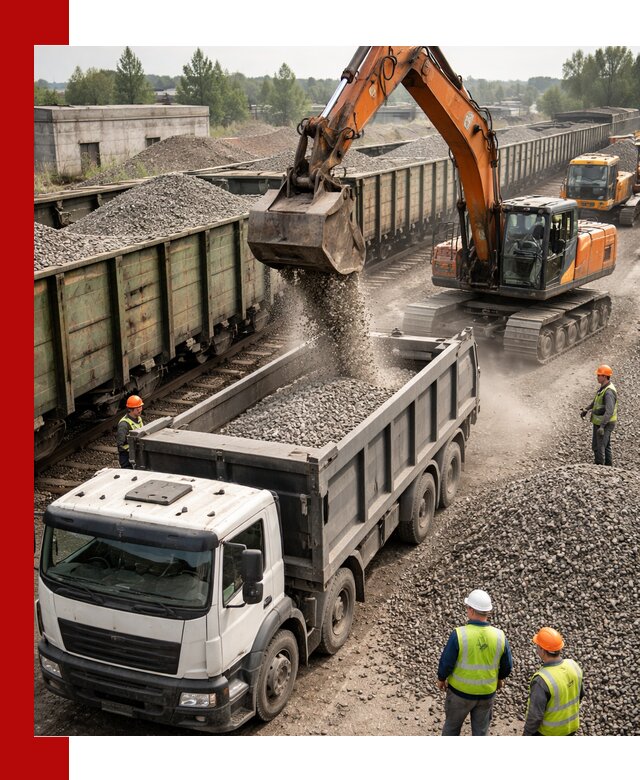 Железнодорожный щебень фракция 25–60 для поставок в Красногорске