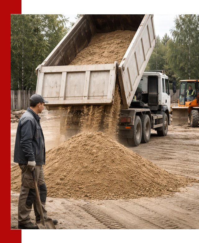 Доставка и продажа песка с разгрузкой в Красногорске
