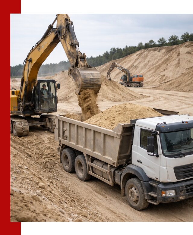 Доставка карьерного песка с самосвалами и разгрузкой в Красногорске