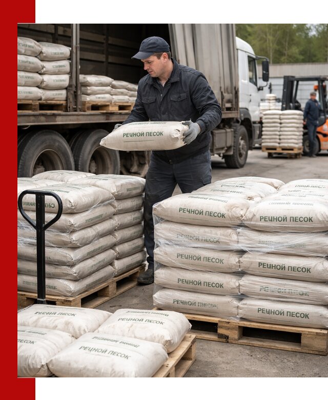 Речной песок в мешках с доставкой в Красногорске