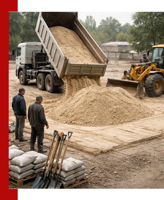 Доставка мытого песка в Красногорске с самосвалами по выгодной цене
