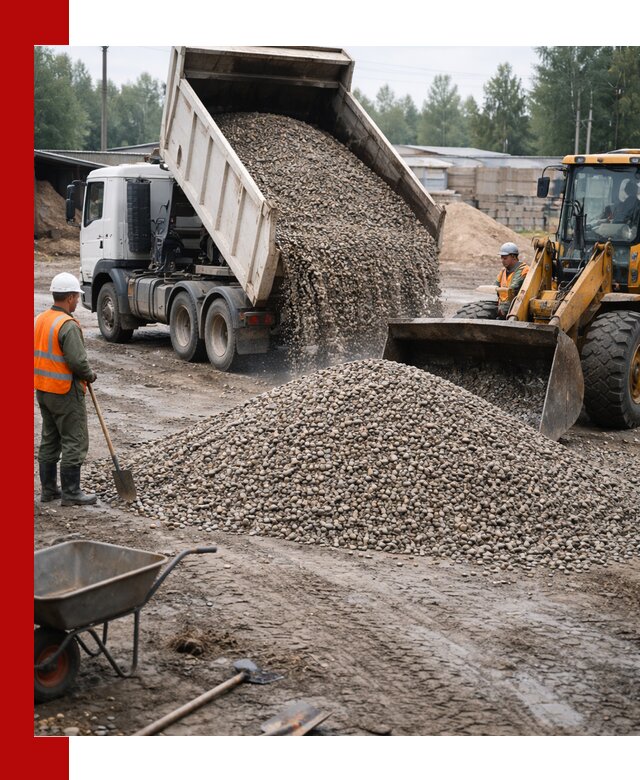 Мытый гравий с доставкой в Красногорске от карьера до участка