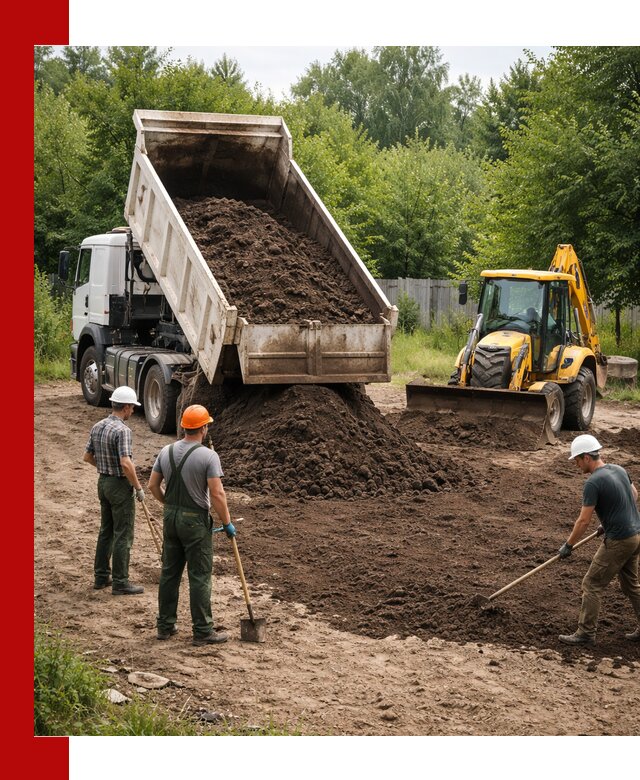 Доставка и укладка грунта для выравнивания участка в Красногорске
