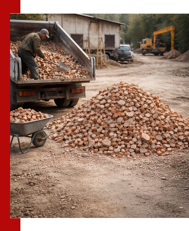 Доставка и подушка из боя кирпича с разгрузкой в Красногорске