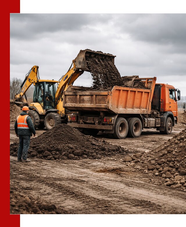 Вывоз грунта и строительного мусора в Красногорске грузовыми самосвалами