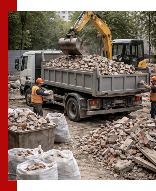 Вывоз строительного мусора в Красногорске с самосвалами и контейнерами