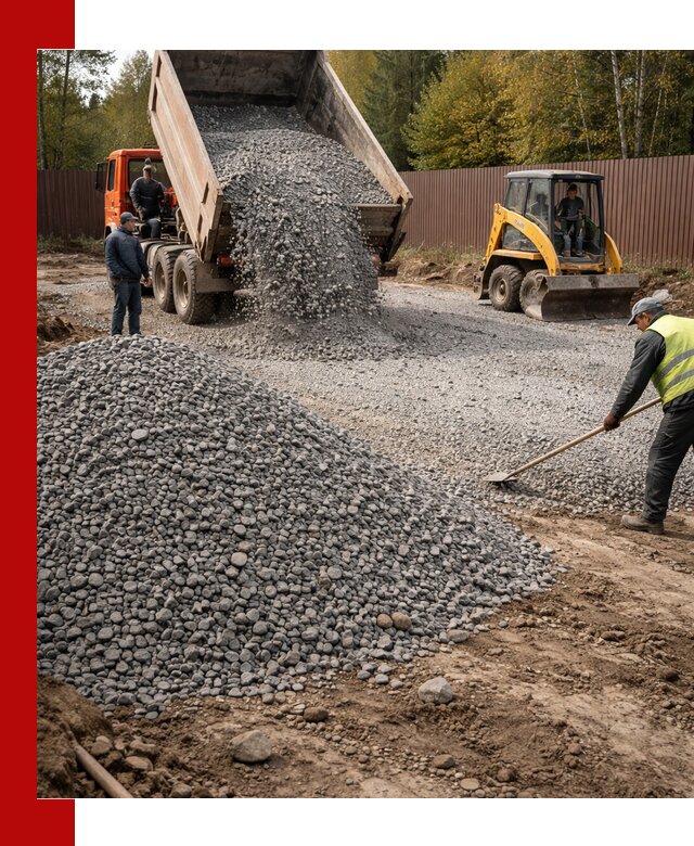 Отсыпка участка щебнем с доставкой и уплотнением в Красногорске